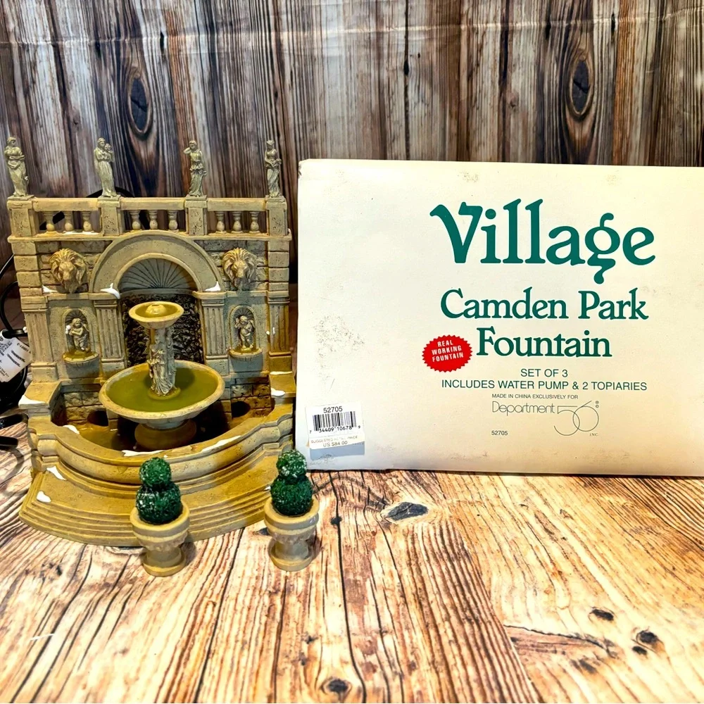 Dept 56 #52705 Village Camden Park Fountain Working Water Fountain with box - Picture 1 of 9